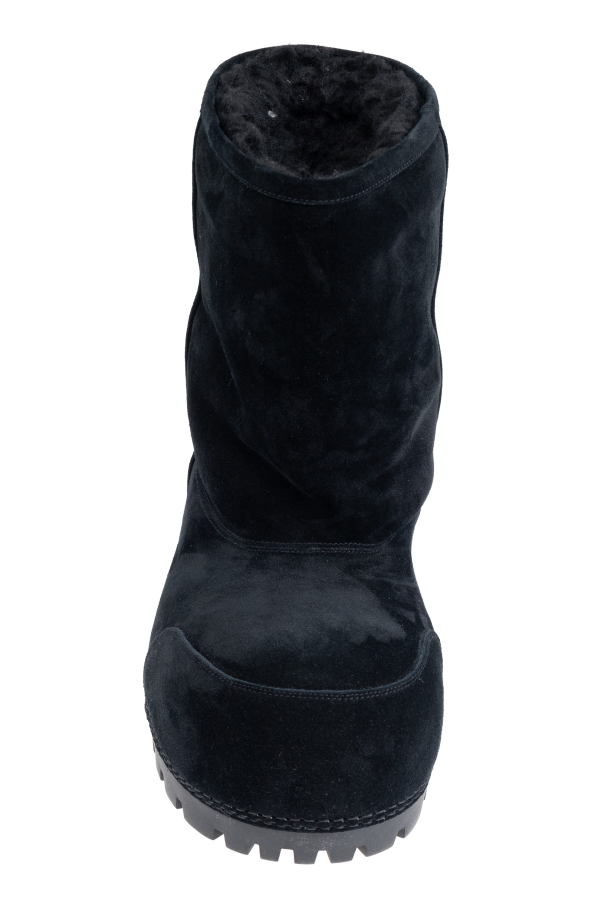 靴 BALENCIAGA alaska fur boots black Balenciaga: Black Alaska Fur 90mm High Boots | SSENSE